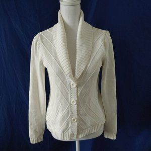 Jones Wear Studio (S) white shawl collar Knit cardigan